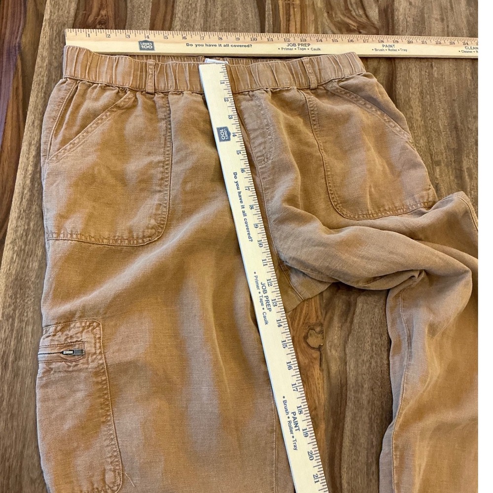 Nicole Miller New York Linen Blend Cargo Jogger Pants Camel Tan Large - Picture 7 of 9